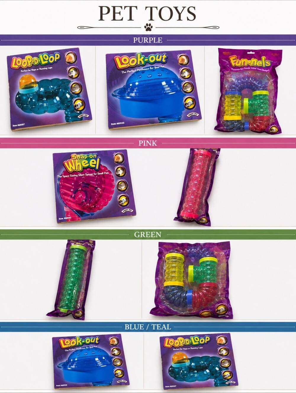 Colorful Plastic Hamster Tunnel Set 7 Pc
